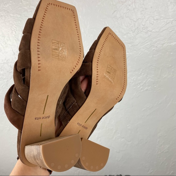 Dolce Vita Poira Sandal Heels in Espresso Suede  square toe 7.5 - Picture 5 of 10